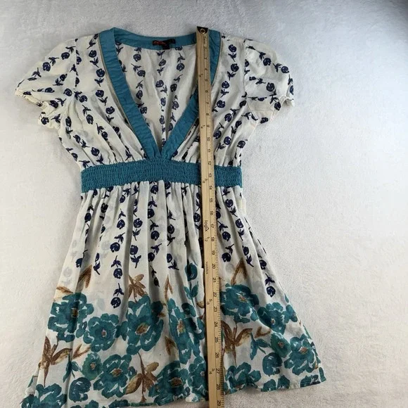 Vintage Y2K Forever 21 M Babydoll Mini Dress Tunic Top Empire Coquette Milkmaid - Picture 11 of 13